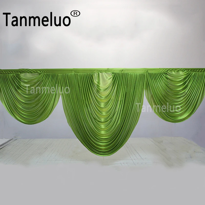 

3M Long Grass Green Wedding Backdrop Swag Drape Valance for Party Curtain Wall Stage Background Event Banquet Decoration