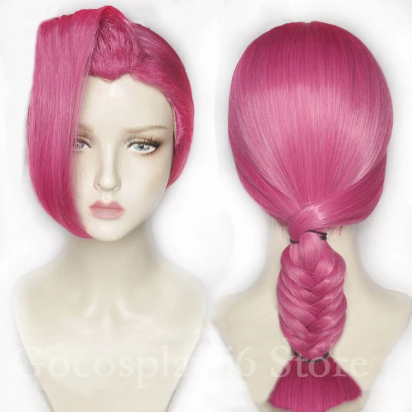 Aceto Doppio parrucca Cosplay capelli rosa viola intrecciato parrucca sintetica Halloween gioco di ruolo Doppio Cosplay