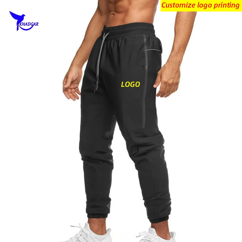 

Custom LOGO Men Sport Reflective Night Run Pants Quick Dry Elastic Waist Running Trousers Gym Fitness Training Sportwear Bottoms