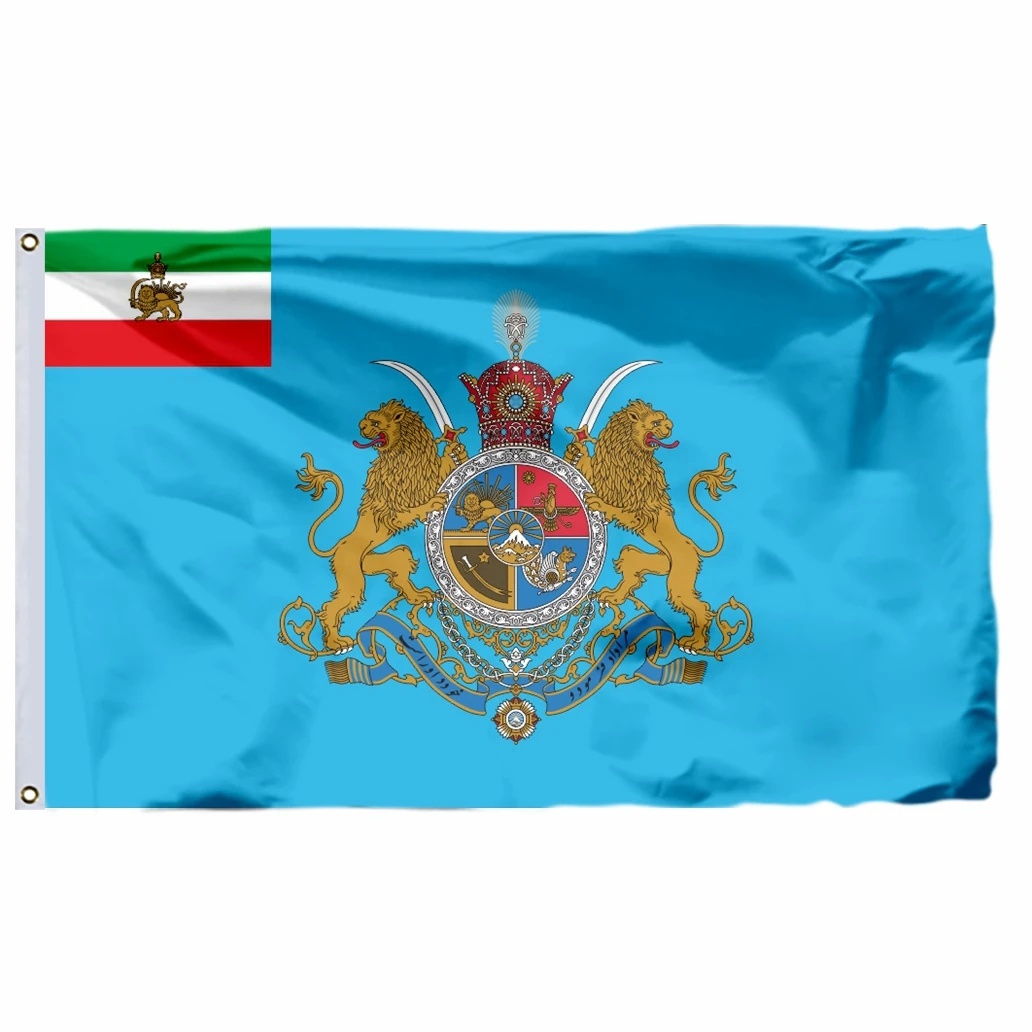 

Iran Imperial Flag Standard Shahanshah Banner 90x150cm 3x5ft 120g 100D Polyester Double Stitched 21x14cm