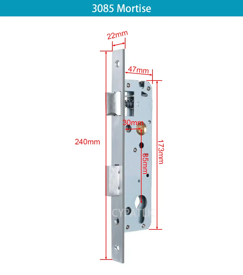 2885 3085 3585 4585 5085 5585 6085 7085 Size Lock Body Mortise for Slim SMART Aluminum Doors Locks