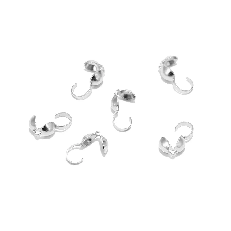 100pcs Stainless Steel 4*8.8mm Side Clamp On Bead Tip Covered Ball Chain Connectors End Caps Crimps For DIY Jewelry Making