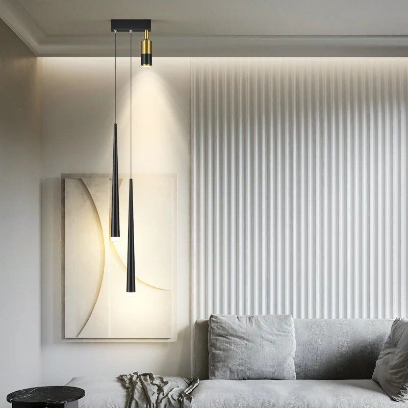 Luz dourada sala de luxo quarto principal cabeça de uma cama pequeno lustre moderno e minimalista net vermelho simples longa linha restaurante