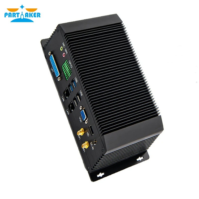 Partaker อุตสาหกรรม PC Fanless มินิคอมพิวเตอร์ Intel i5 4200U i7 4500U 6 * RS232/485 2 * Intel Lans GPIO LPT HDMI VGA 8 * USB WiF