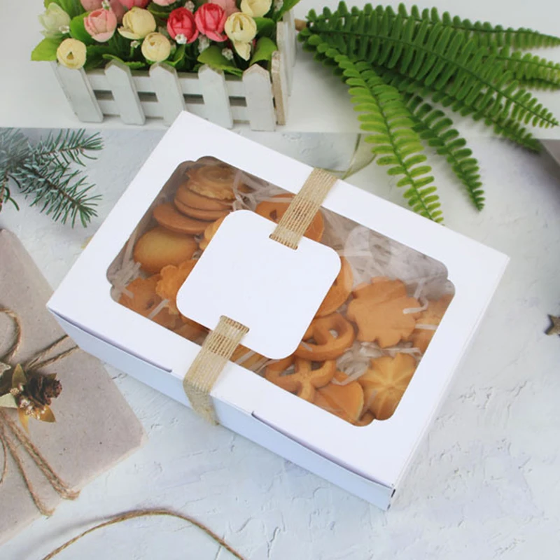 3/6/9/12pcs Kraft Paper Candy Box PVC Clear Window Gift Box Cookies Boxes Birthday Party Wedding Christmas Navidad Decoration