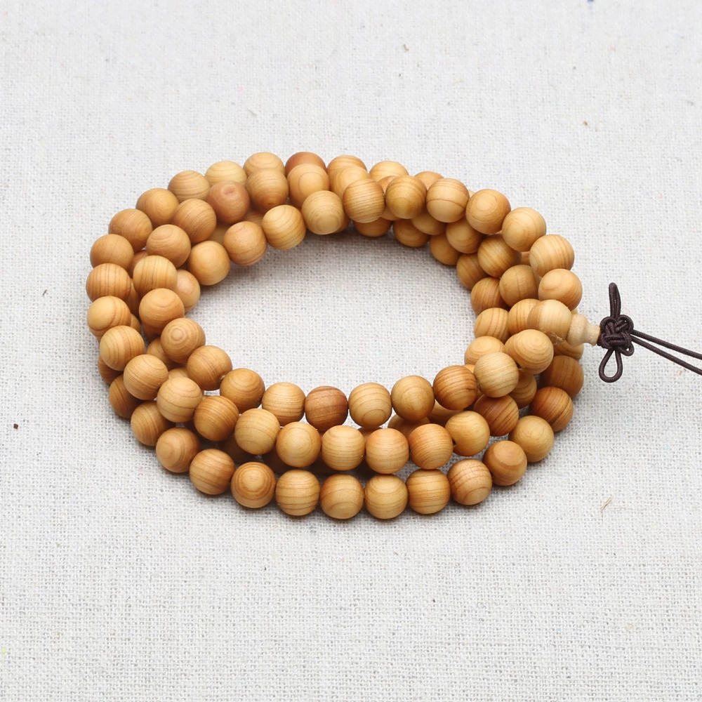 8mm Genuine Sandalwood Bead Necklace Sandalwood Wrist Mala Bracelet Rosary Unisex