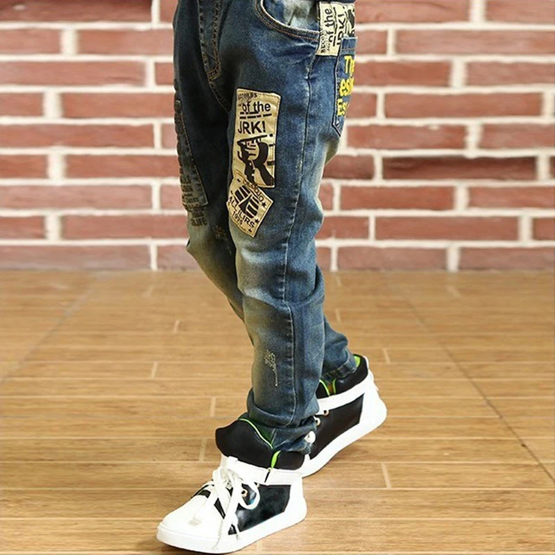 IENENS 5-13Y Boys Slim Straight Jeans Children Denim Long Pants Spring Autumn Wear Kids Casual Trousers