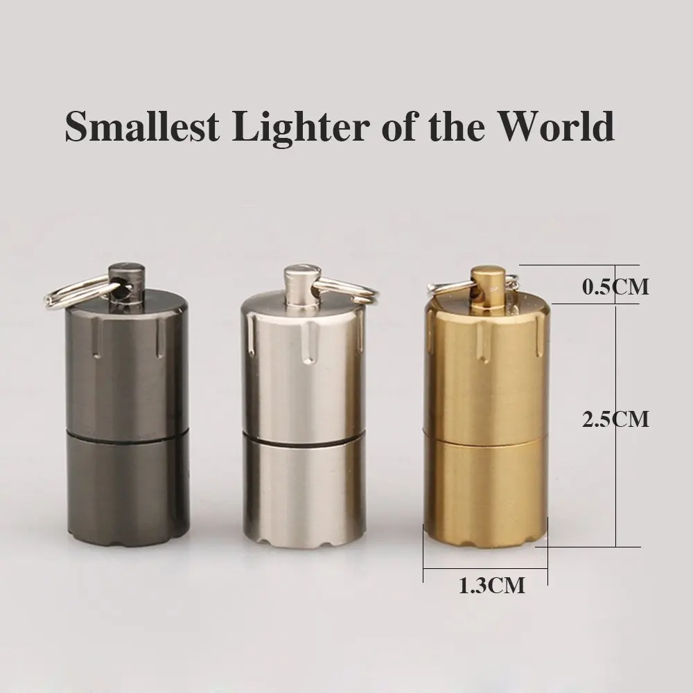 Mini Compact Kerosene Lighter Capsule Gasoline Lighter Inflated Key Chain Petrol Lighter Grinding Wheel Lighter