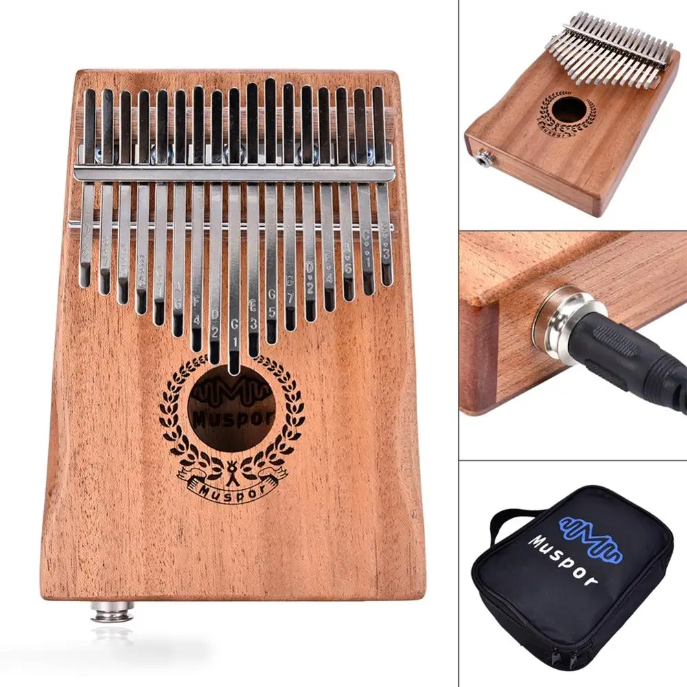 New 17 Keys EQ Kalimba Mahogany Thumb Piano Link Speaker Electric Pickup Bag + Cable 2019 Hot Musical Instruments Professional