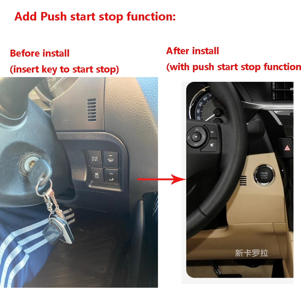 Car Alarm Engine Push Button Start Stop Remote Key Start Stop Keyless Entry Mobile Phone App Start For Toyota Corolla 2014-2018