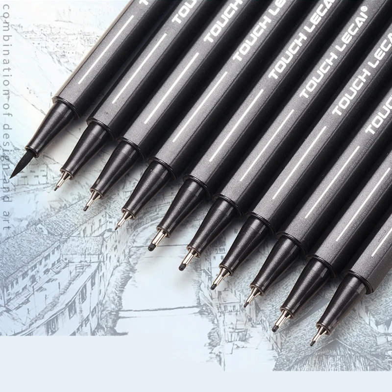 Fineliner Pigma Micron Pen Set 005 01 02 03 04 05 06 08 1.0 Brush Waterproof Black Ink Sketch Pen Drawing Art Markers Stationery