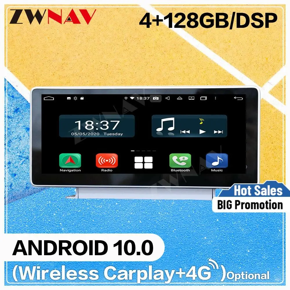 128GB Carplay Android 10.0 screen Car DVD Player for Audi A4L 2017 2018 2019 GPS WiFi Auto Radio Audio Music Stereo Head unit