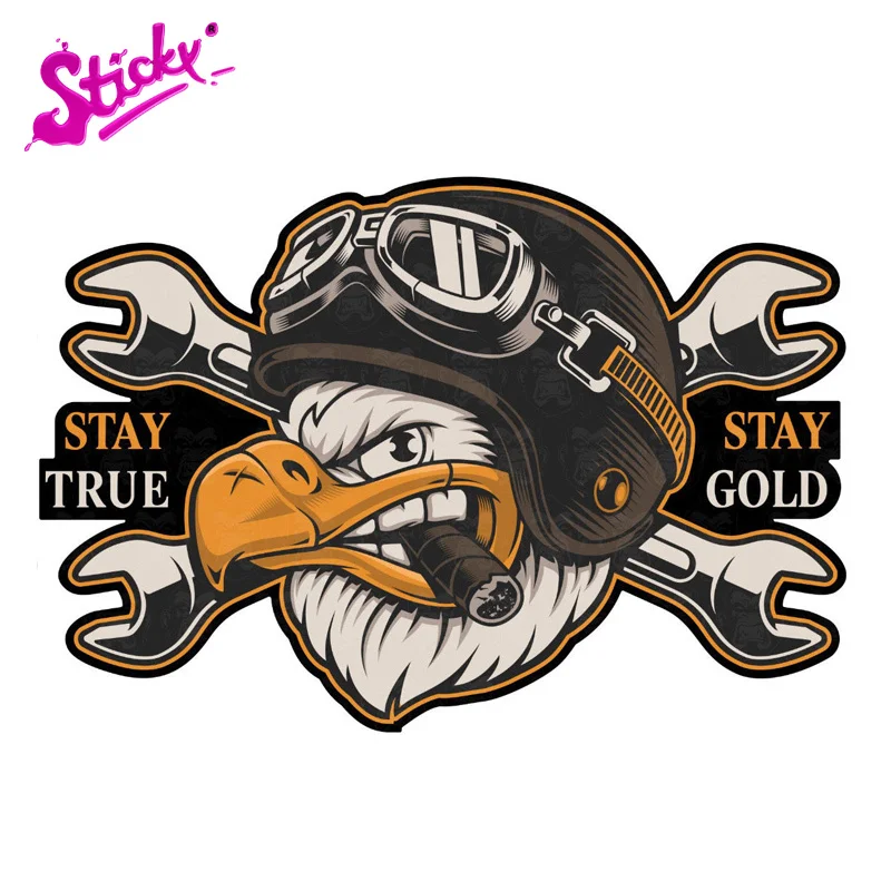 Custom Ride Hard 2020 Motors Bald Eagle Pilot New York Sticker Decal Motorcycle Off-road Laptop Trunk Guitar PVC Vinyl Stickers