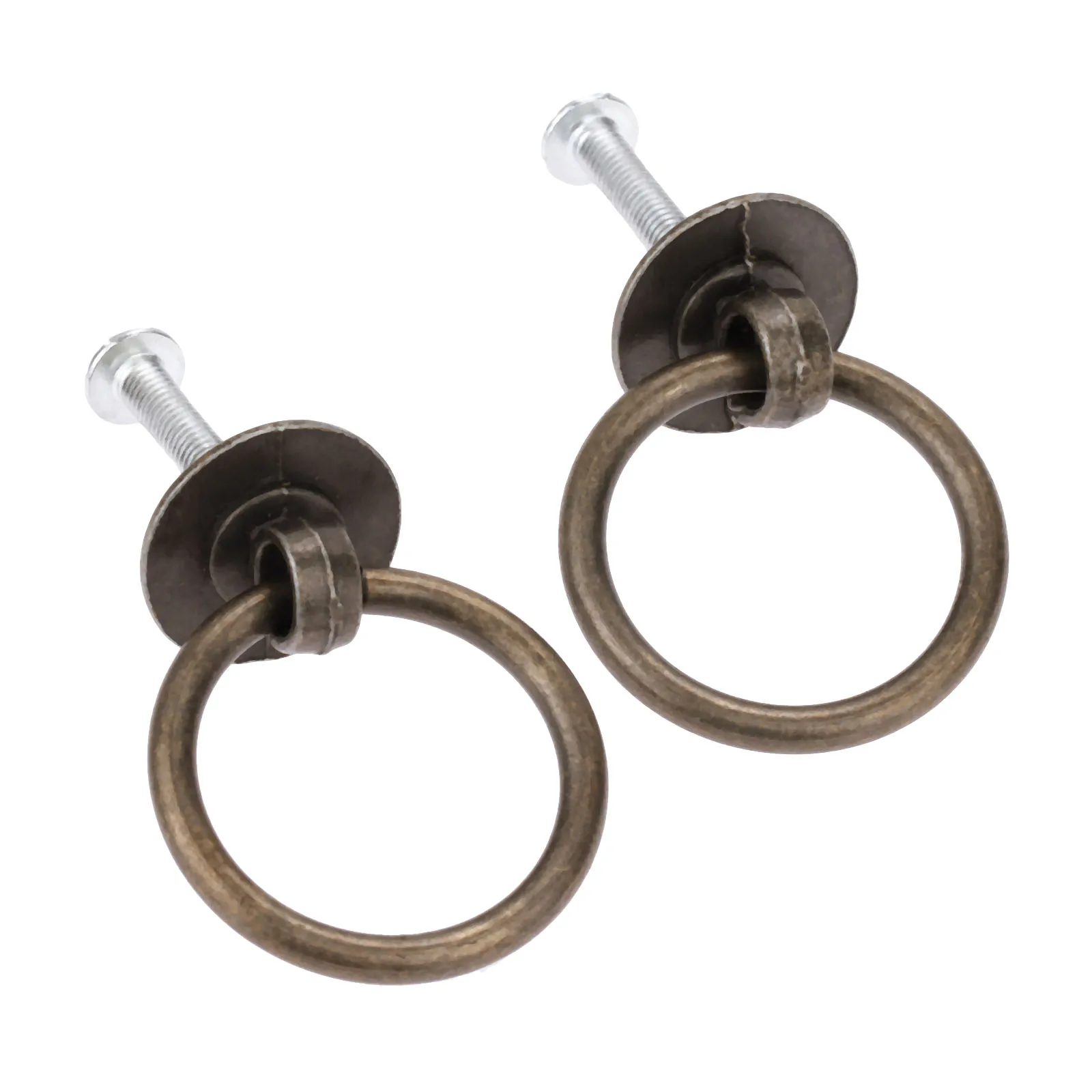 Juego de pomos de anillo de bronce antiguo, tirador Simple con tornillos para decoración de armario, muebles de cocina, cajón, armario, 40x30mm, 2 juegos