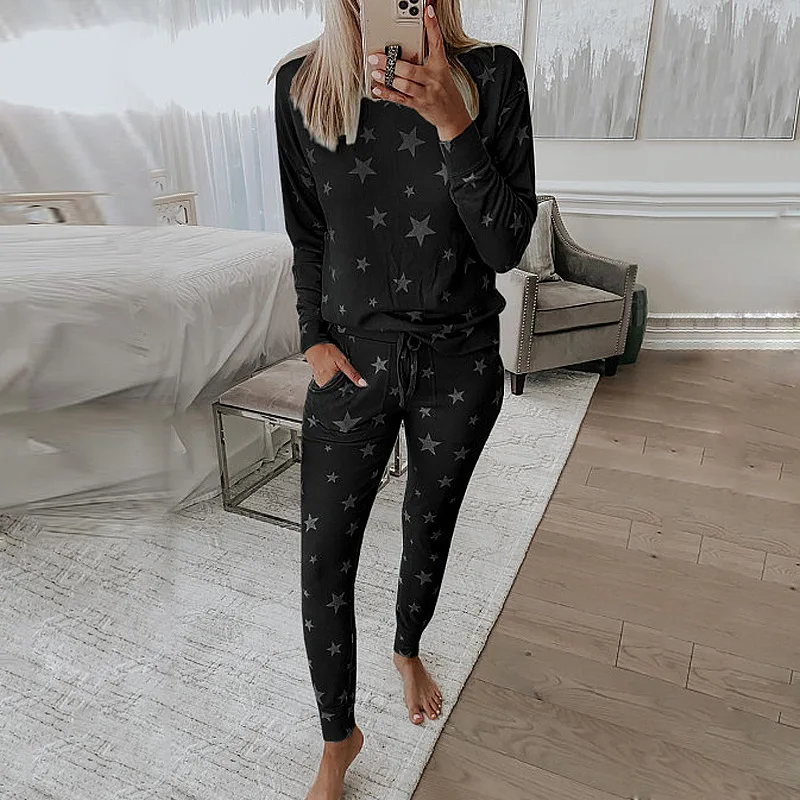 Fanceey Spring Pajama Set Women Sleepwear Fashion Lounge Wear Set Female Loungewear Nightie Ladies Home Suit Women Home Clothes