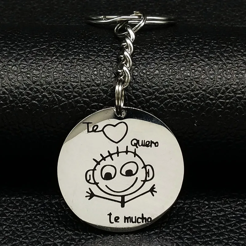 2021 mode Te Quiero Junge Edelstahl Keychain für Frauen Silber Farbe Schlüssel Kette Schmuck Geschenk Llaveros Mujer Keychain Charme