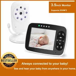 Baby Monitor Wireless, Display LCD da 3.5 pollici telecamera per visione notturna infantile, Audio bidirezionale, sensore di temperatura, modalità ECO, ninne nanne nanne