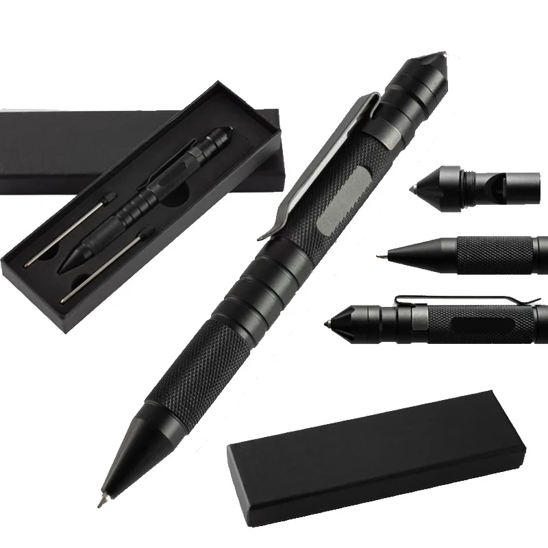 Dropshipping Multi-Function 3-In-1 Tactical Pen Whistle Emergency Self Defense EDC Tool Outdoor Survival Birthday Gift Box