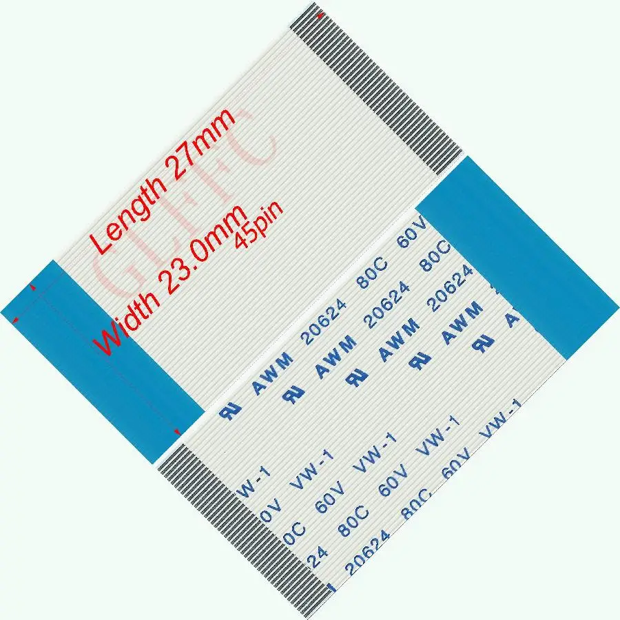 45pin 0.5pitch 27mm-250mm B-type Flexible Flat Cable FFC awm 20624 ROHS for TTL LCD DVD Computer