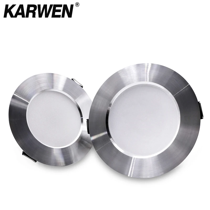 KARWEN-Luz LED descendente para sala de estar, 5W, 7W, 9W, 12W, 15W, cuerpo plateado, luz de techo blanca fría y cálida, CA 220V, 230V, 240V