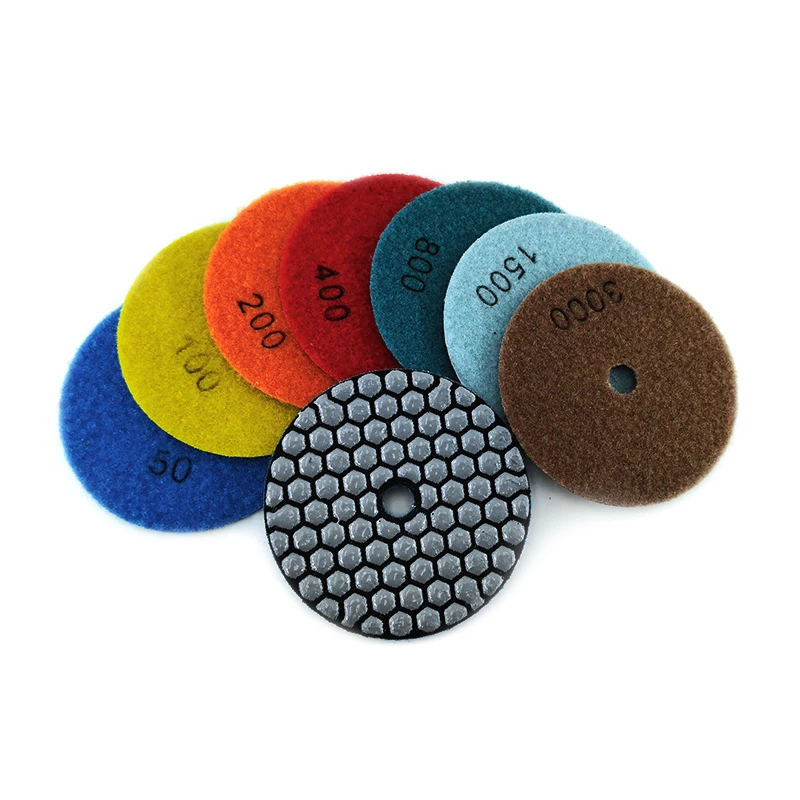 Imagem -02 - Rijilei-almofadas de Polimento de Diamante para Mármore de Granito Disco de Lixar tipo Sharp Dry Pad Pedra Pol 100 mm Pcs