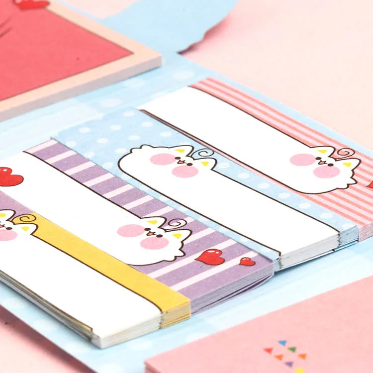 Cute Cartoon cat 6 Folding laser Sticky Notes Memo Pad Diary Stationary Flakes Scrapbook Decorative kawaii N Times Sticky