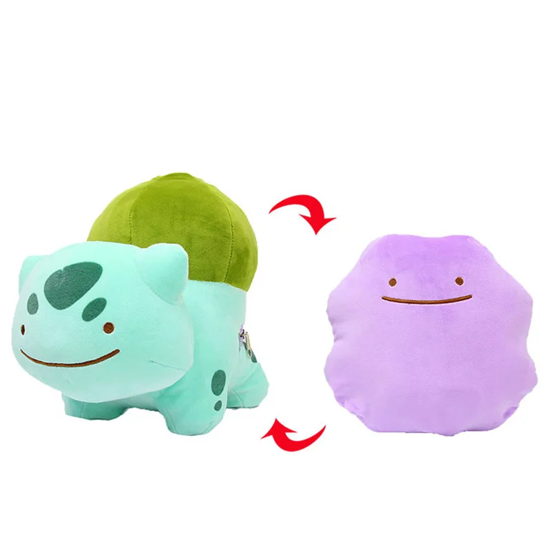 Pokemon คู่ Ditto พลิก Reversible ตุ๊กตาหนานุ่มภาพการ์ตูน Expression Eevee Lapras Snorlax Gengar ตุ๊กตาตุ๊กตาของขวัญ