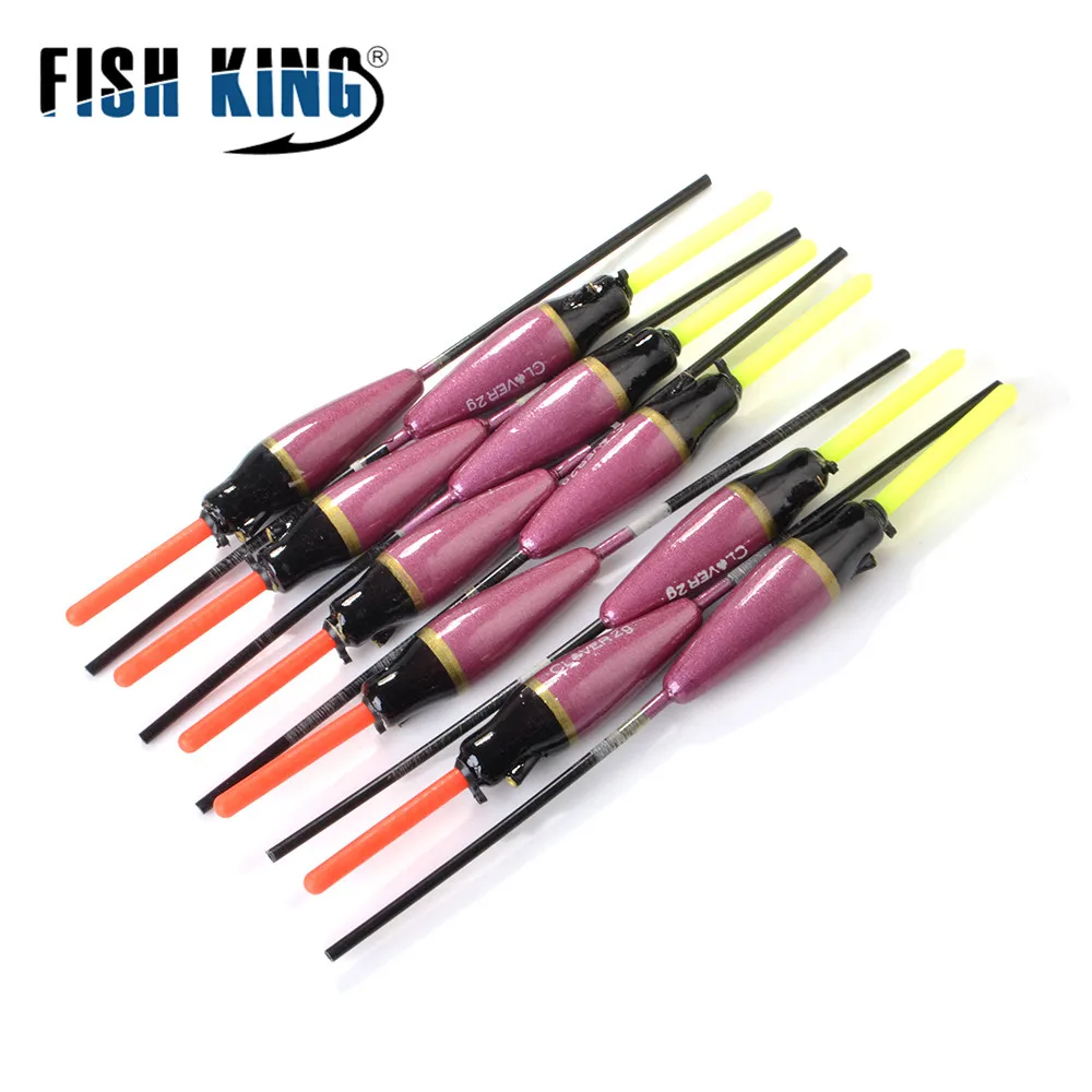 FISH KING 10pcs/lot 2g 3g 4g 5g Hard Tail Vertical Buoy For Carp Fishing Tackle Light Barguzinsky Fir Fishing Float Bobber Pesca