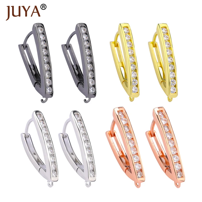 

JUYA DIY Cubic Zirconia Earrings Clasps Hooks for Woman Handmade Jewelry Making Accessories Fashion Design Hollow Earrings Hooks