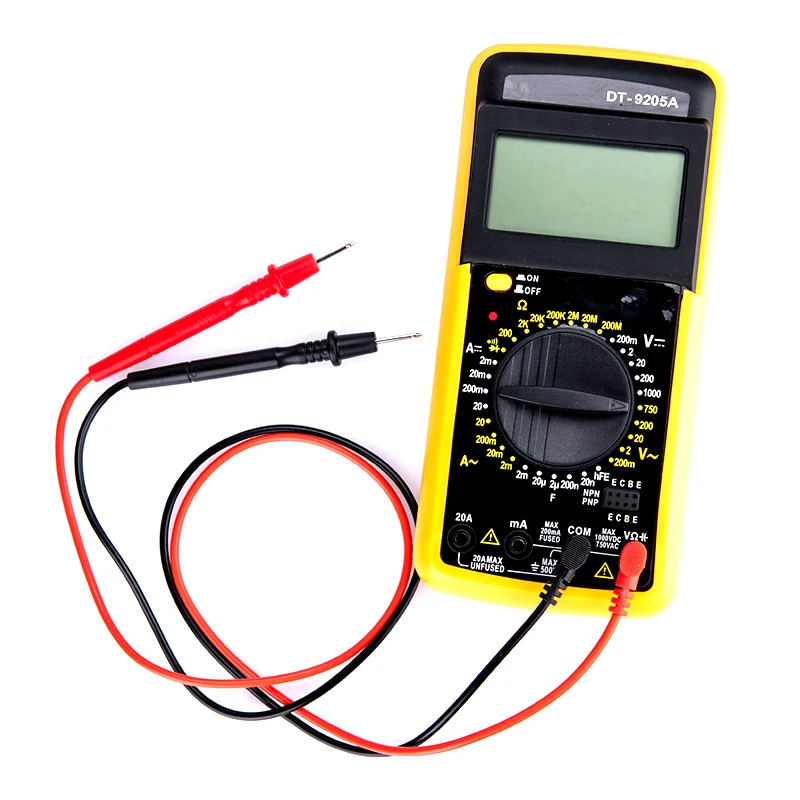 Digital Multimeter Tester Professional Automotive Multimeter DT9205A Handheld Ohm Capacitance AC DC Voltage Tester for Beginner