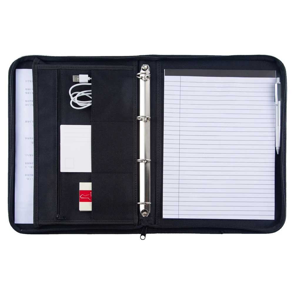 A4 Dokumen Folder File Hitam Oxford Kain Padfolio