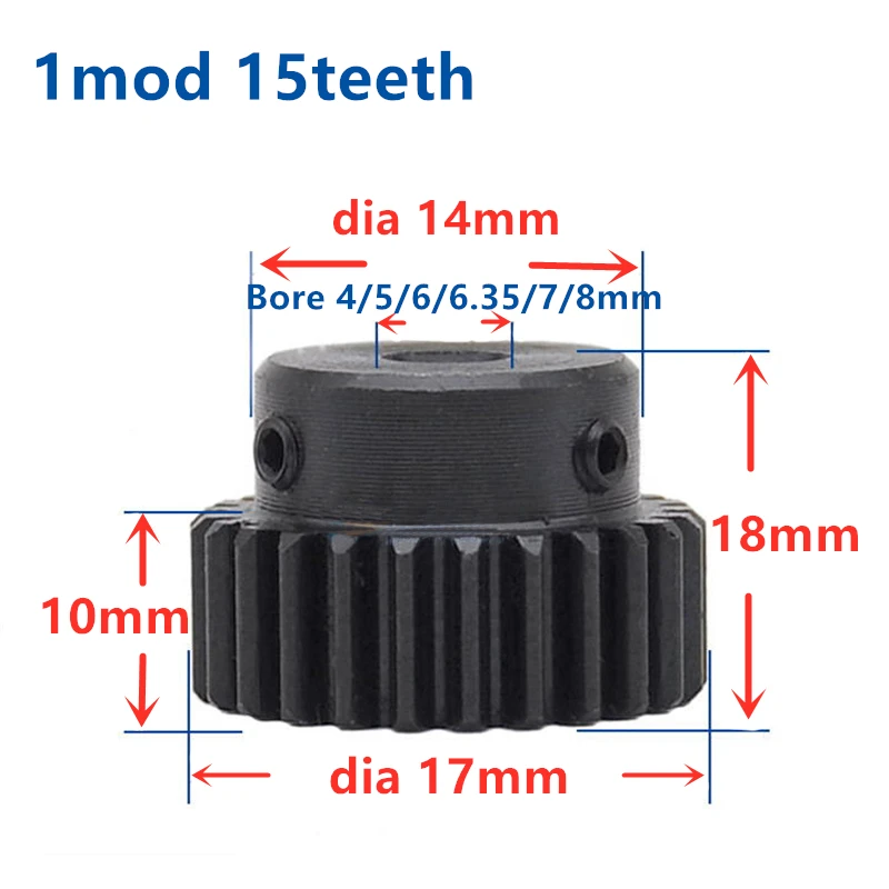 1pc 1Mod 15*15*500mm 1 Modulus Gear Rack + 1pc 1M 17teeth 16teeth 15teeth pinion 45 steel gear metal gear zipper