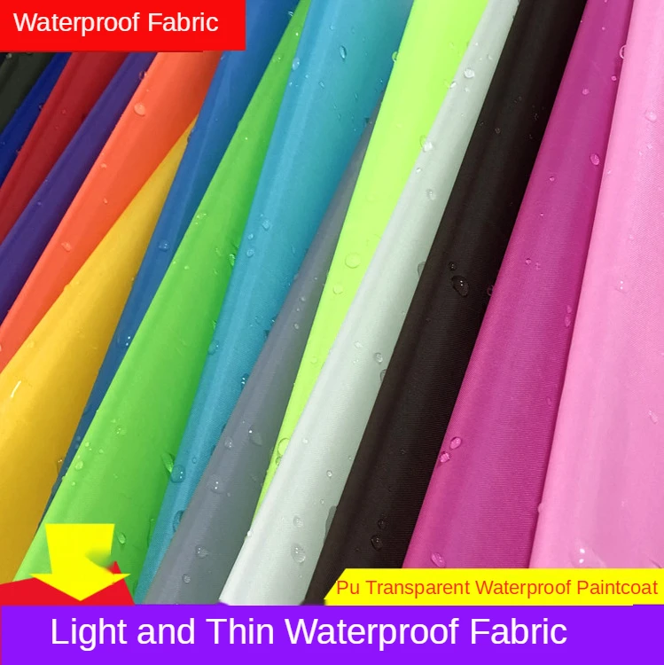 Light Thin Waterproof Fabric for Shower Curtain Umbrella Awning Cloth PU Coated Polyester Outdoor Sewing  Raincoat By The Meter