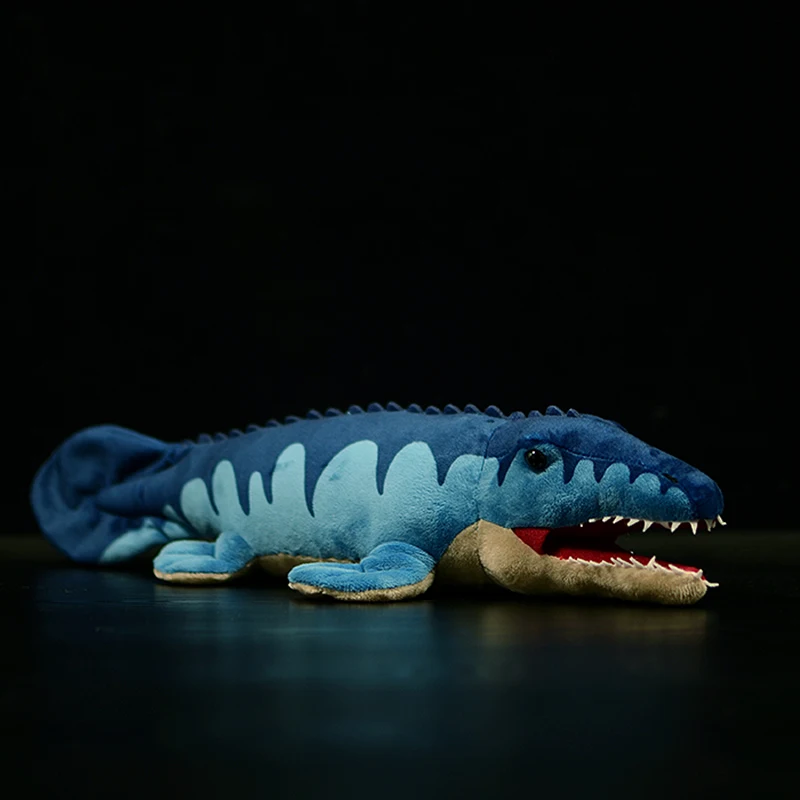 

45cm Surper Cute Mosasaurus Soft Stuffed Plush Toy Simulation Blue Dinosaur Doll Model Real Life Sea Animal For Kids Mxas Gift