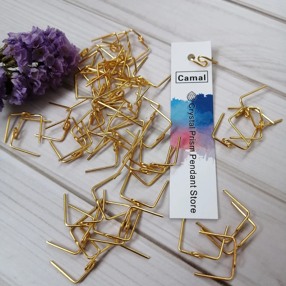 Camal – connecteurs de broches torsadées en forme de M, couleur or, 14mm, pour prisme en cristal, perle, lustre suspendu, DIY, 100 pièces