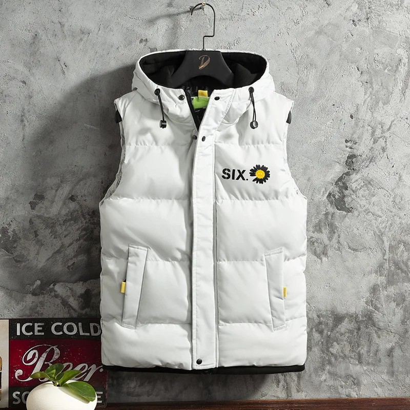 Autumn and winter new hooded down cotton vest for men Korean fashion warm vest thickened cotton jacket jacket for men
