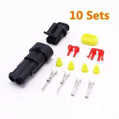 

10 Sets 2 Pins AMP/Tyco Male Female 1.5 Cable Waterproof Auto Connector Plug New