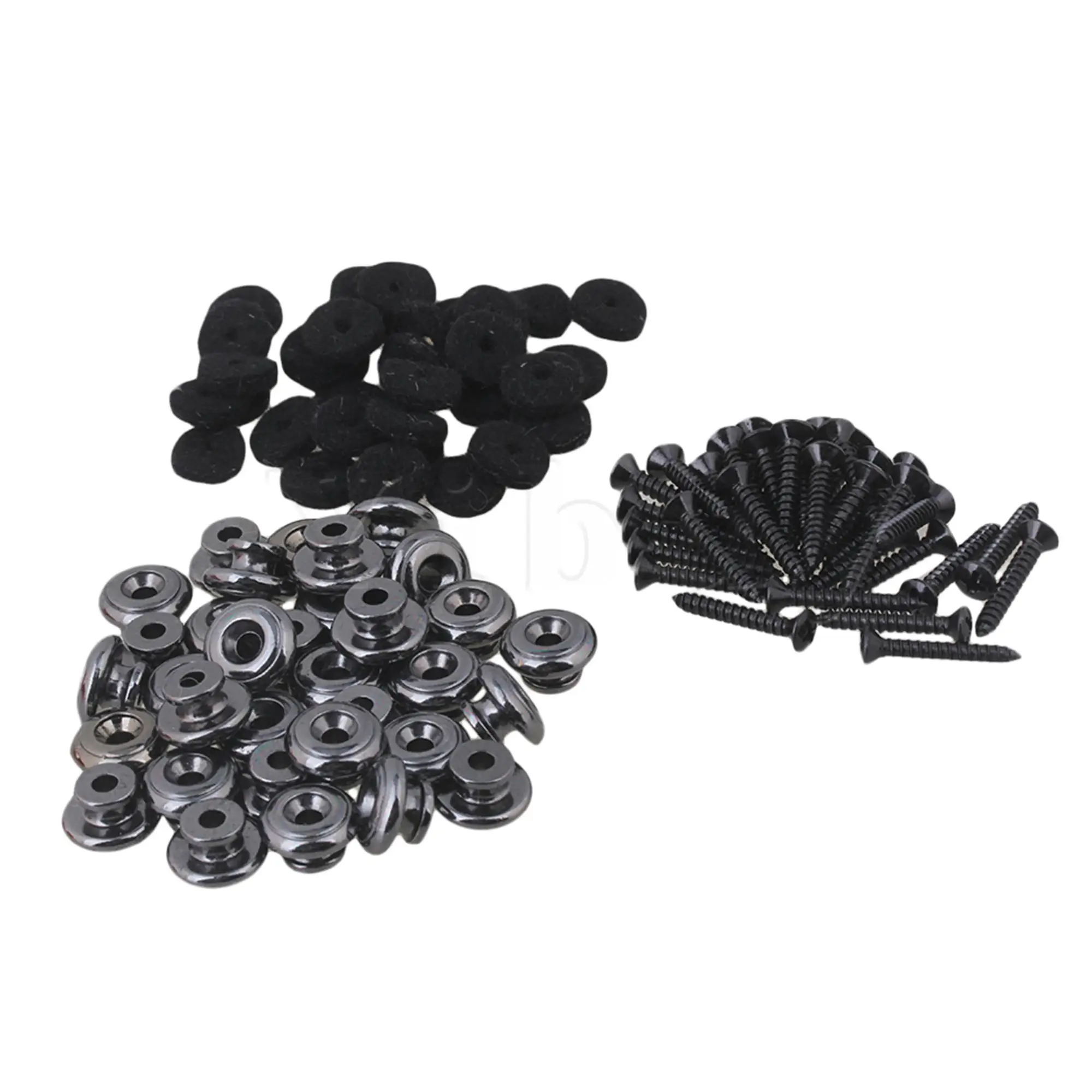 

50Pcs Black Guitar Strap Locks Mushrooms Heads Guitar Pins Belt Buckle