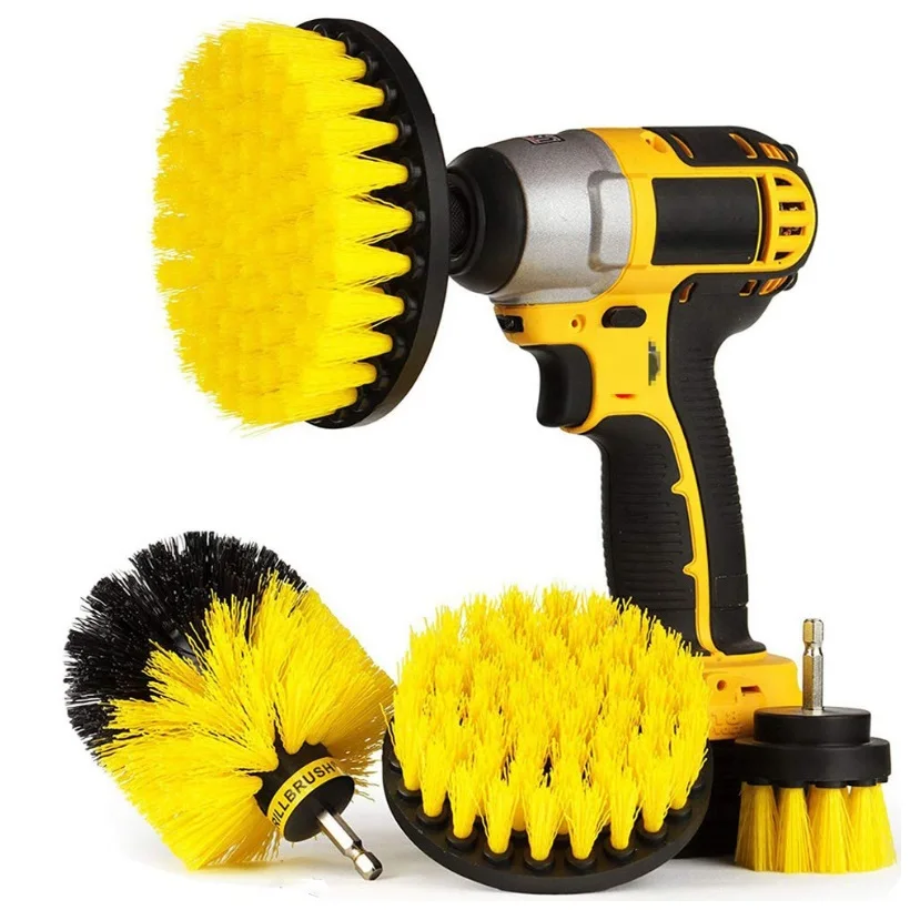 

3Pieces Electric Scrubber Brush Drill Brush Kit Plastic Round Cleaning Brush For Carpet Glass Car Tires Nylon Brushes 2/3.5/4''