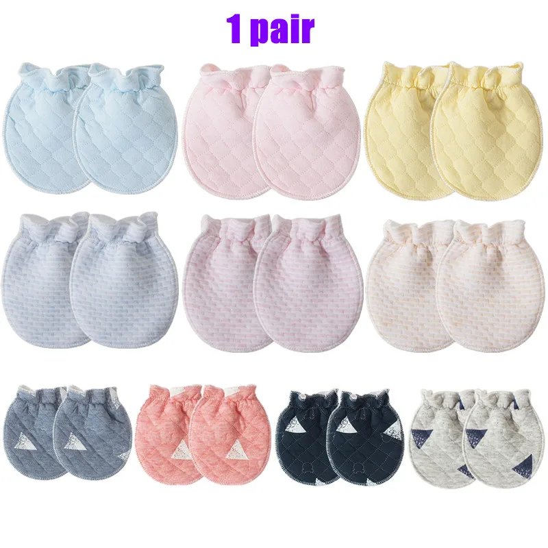 Gants d'hiver chauds en coton pour bébé, anti-rayures, couleur unie, Protection du visage, Anti-préhension, pour nouveau-né