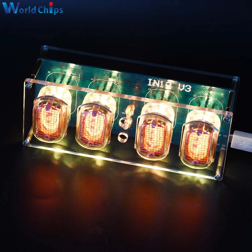 Nixie Tube Micro USB 5V 1A Digital LED Clock Circuit Board PCBA IN12 IN-12 Diy kit Electronics Retro Gift No Tubes