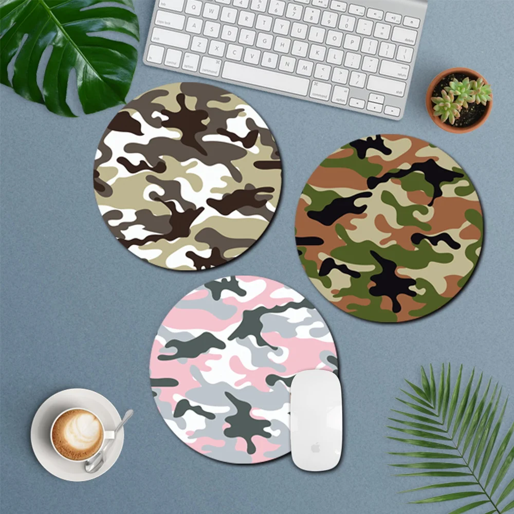 Mouse Pad Camouflage Series Pattern Mat Pad for Mouse Mice Office 22x22cm Mousepad PU Leather Waterproof Cup Mats Deskpad