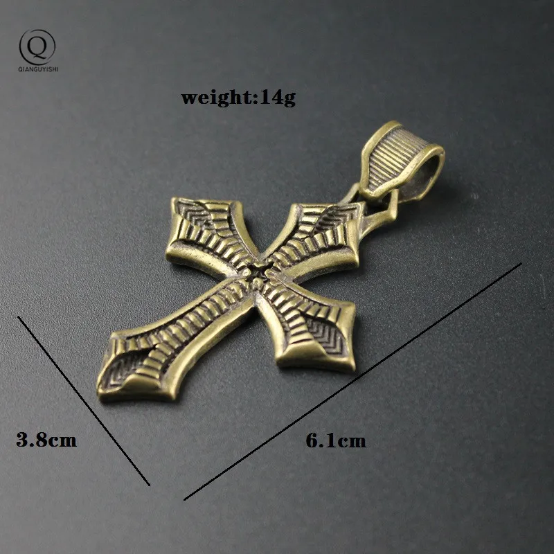 Copper Cross of Christ Keychains Pendant Vintage Brass Metal Keychain Charm Car Key Rings Handmade Artworks