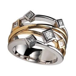 Huitan Geometric Shaped Women Finger Rings for Wedding Party Hollow Out Design Cross Shaped Statement Accessories Female Jewelry