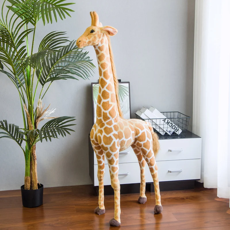 60-120CM Giant size Simulation Giraffe Plush Toys Cute Stuffed Animal Soft Real Life Giraffe Doll Birthday Gift for Kids Toy