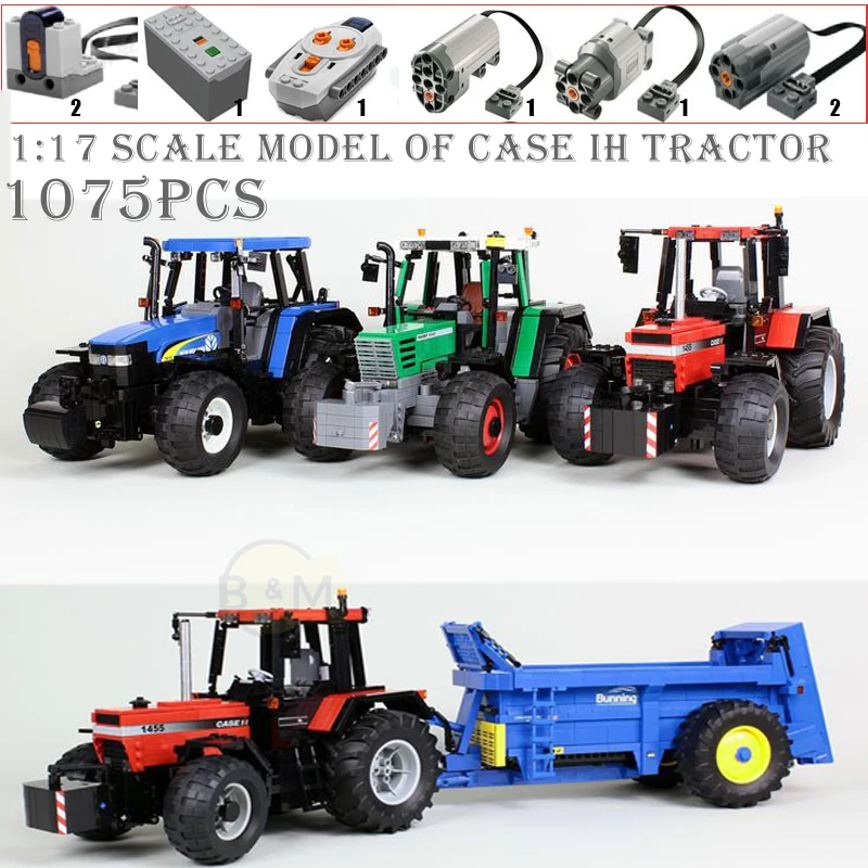 

2021 new 1:17 scale model Case IH farm tractor Pottinger-TOP-762c model buiding kit block self-locking bricks toy Christmas gift