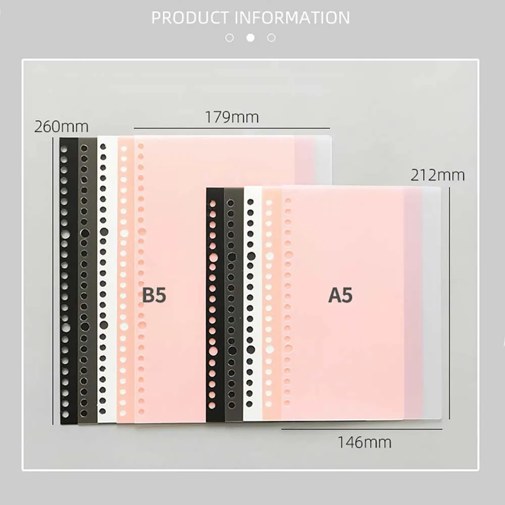 2 Sheets B5 A5 26 20 Holes Binder Transparent PP Loose-leaf Cover Index Divider Separator Notebook Accessory Stationery