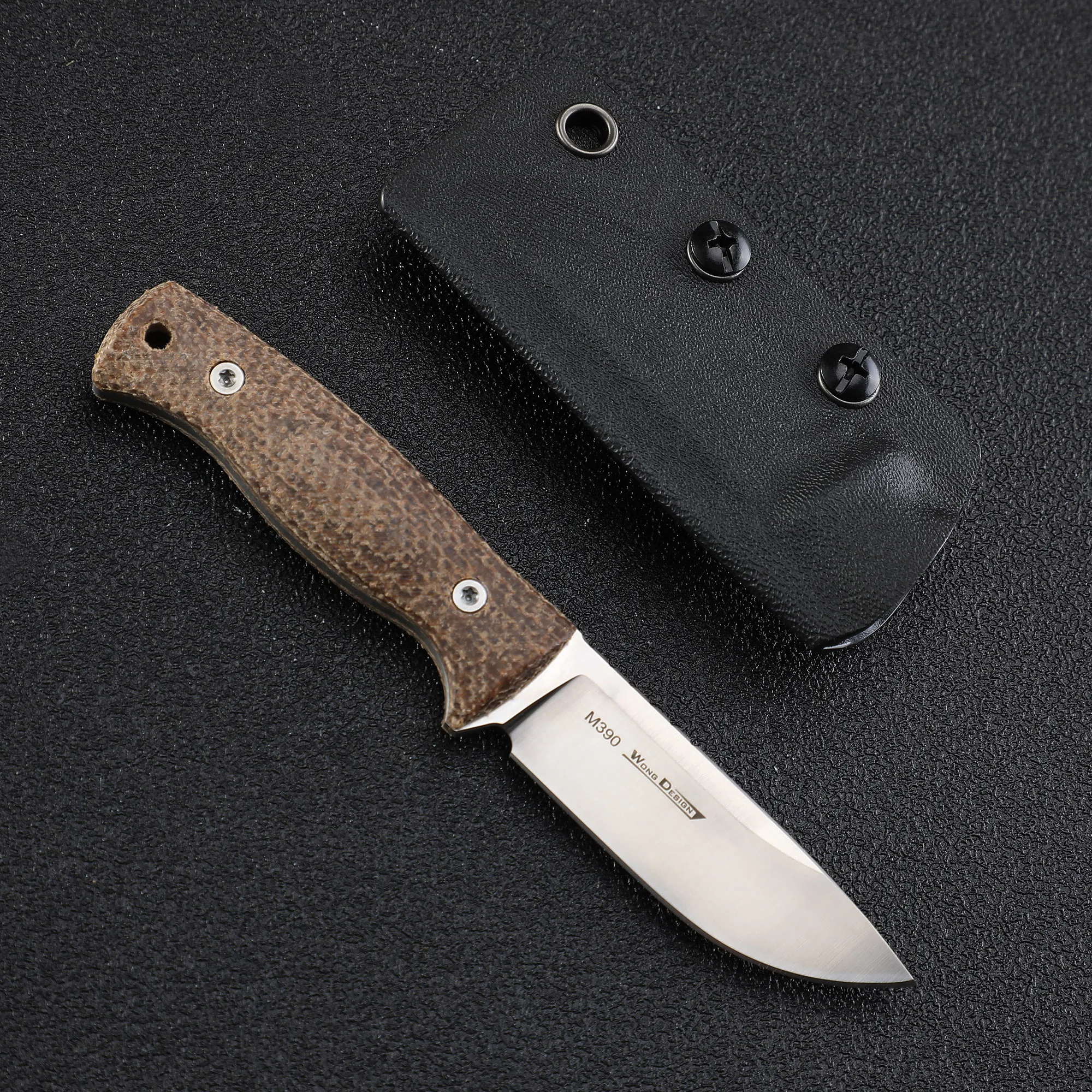 TS247 M390 Steel Fixed Blade Knife With K Sheath Flax Handle Knife for Men Bushcraft Outdoor Camping Hunting EDC Tool Knives