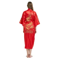 Szlafrok Dragon Kimono dla kobiet, styl chiński, haftowany szlafrok, seksowna suknia, luźna bielizna nocna, nowa długa odzież domowa