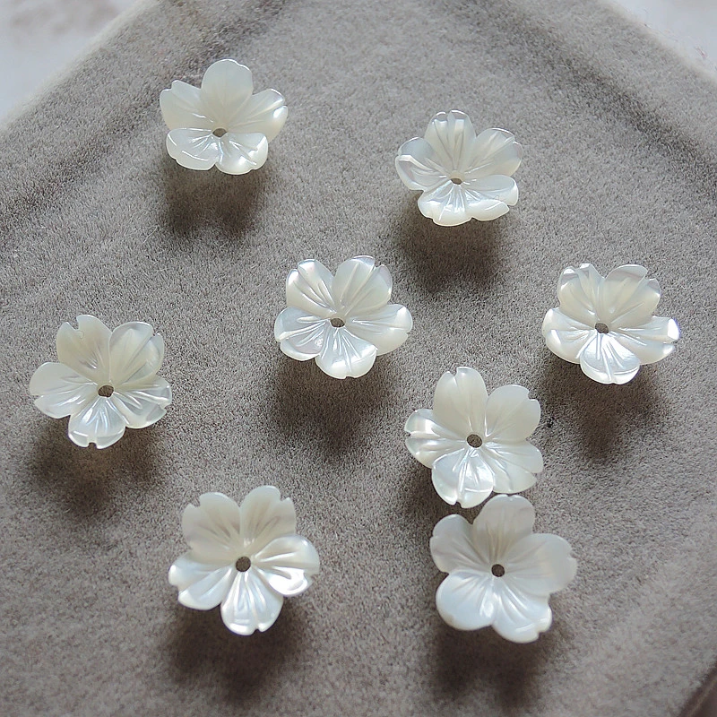 20Pcs/lot natural shell beads 10mm spacer carved 3d flower beads cap for diy  earrings bracelet jewelry making accessories